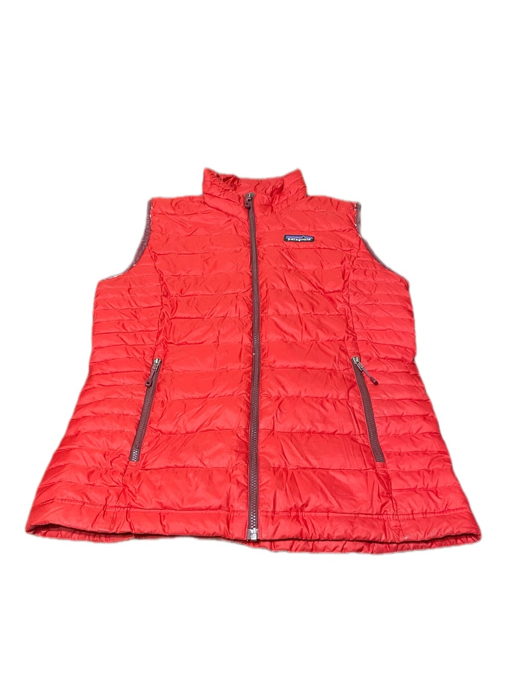 Patagonia Women's Goose Down Zip Front Puffer Vest - Coral Red - Size Small